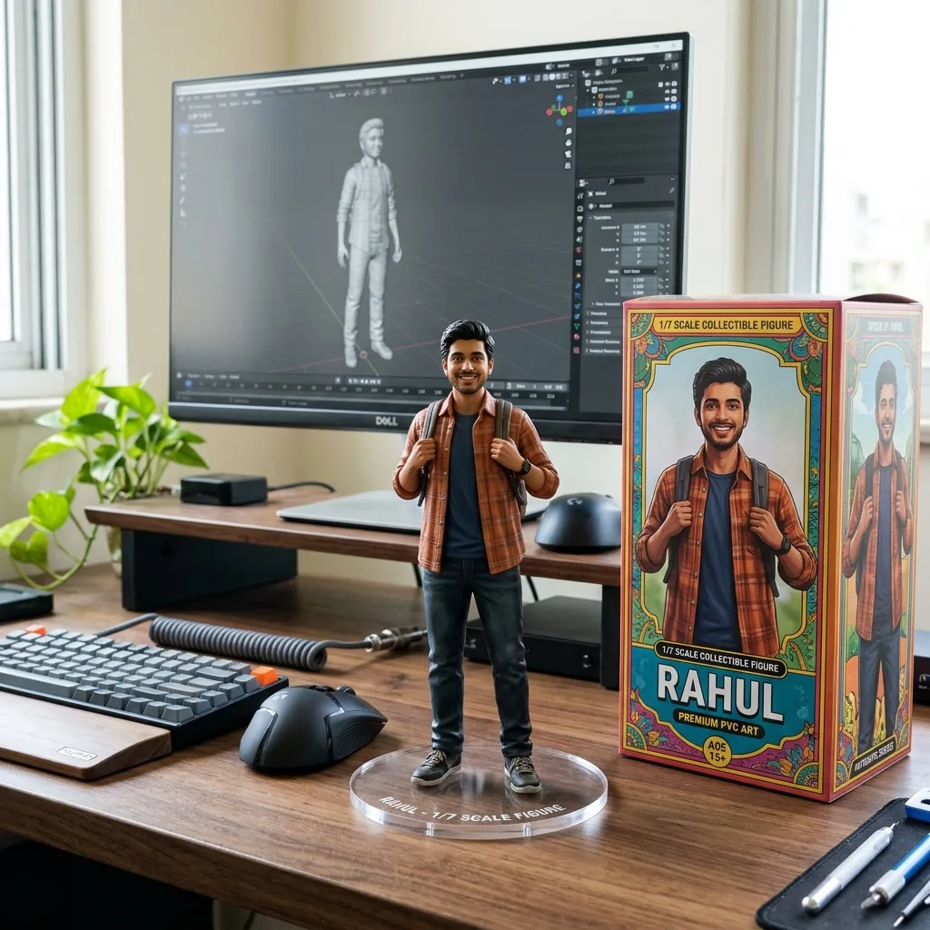 3D Mini Figure of Yourself on a Desk Prompt (Trending) – AI se bani photo
