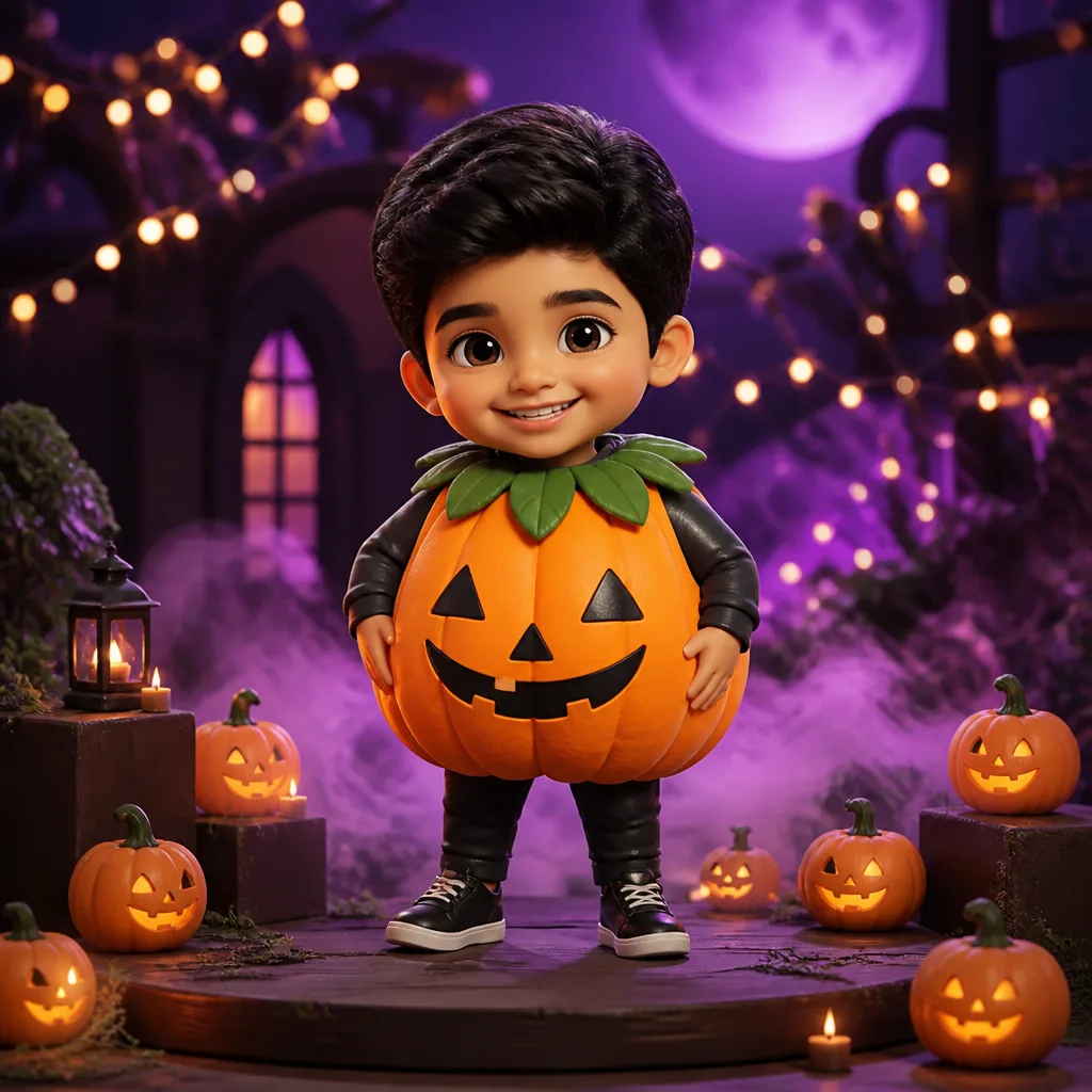 Chibi 3D Cute Pumpkin Halloween Photo Prompt – AI se bani photo