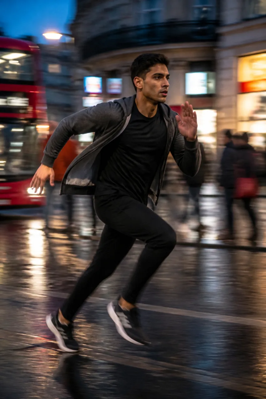 City Street Sprint Motion Blur Photo Prompt – AI se bani photo