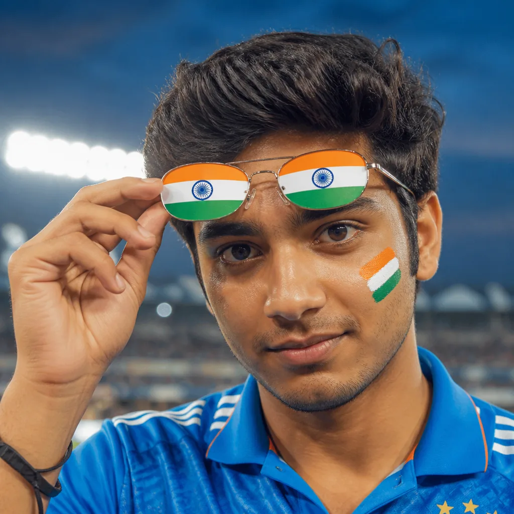 Close-Up Face Paint Cricket Supporter AI Prompt – AI se bani photo