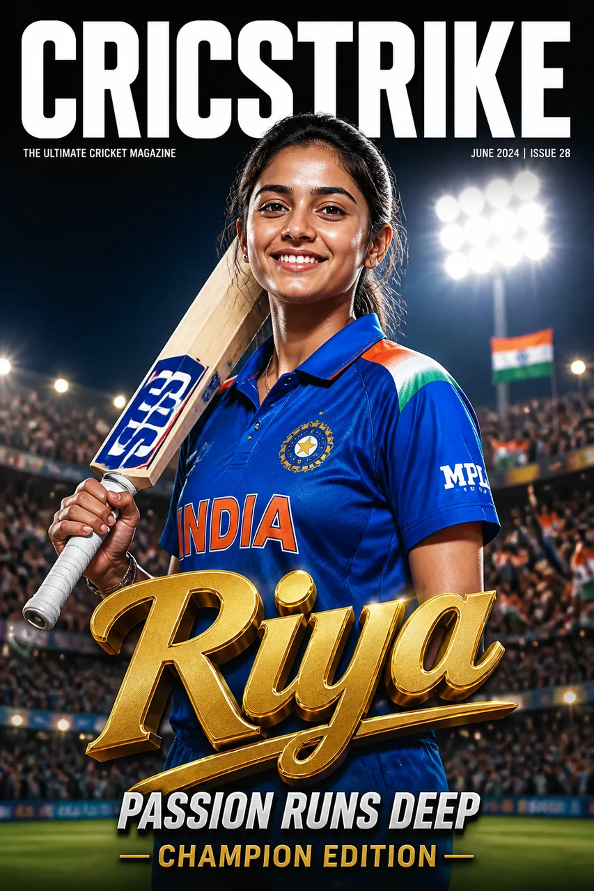Cricket Fan & Sports Magazine Cover with Your Name – AI se bani photo