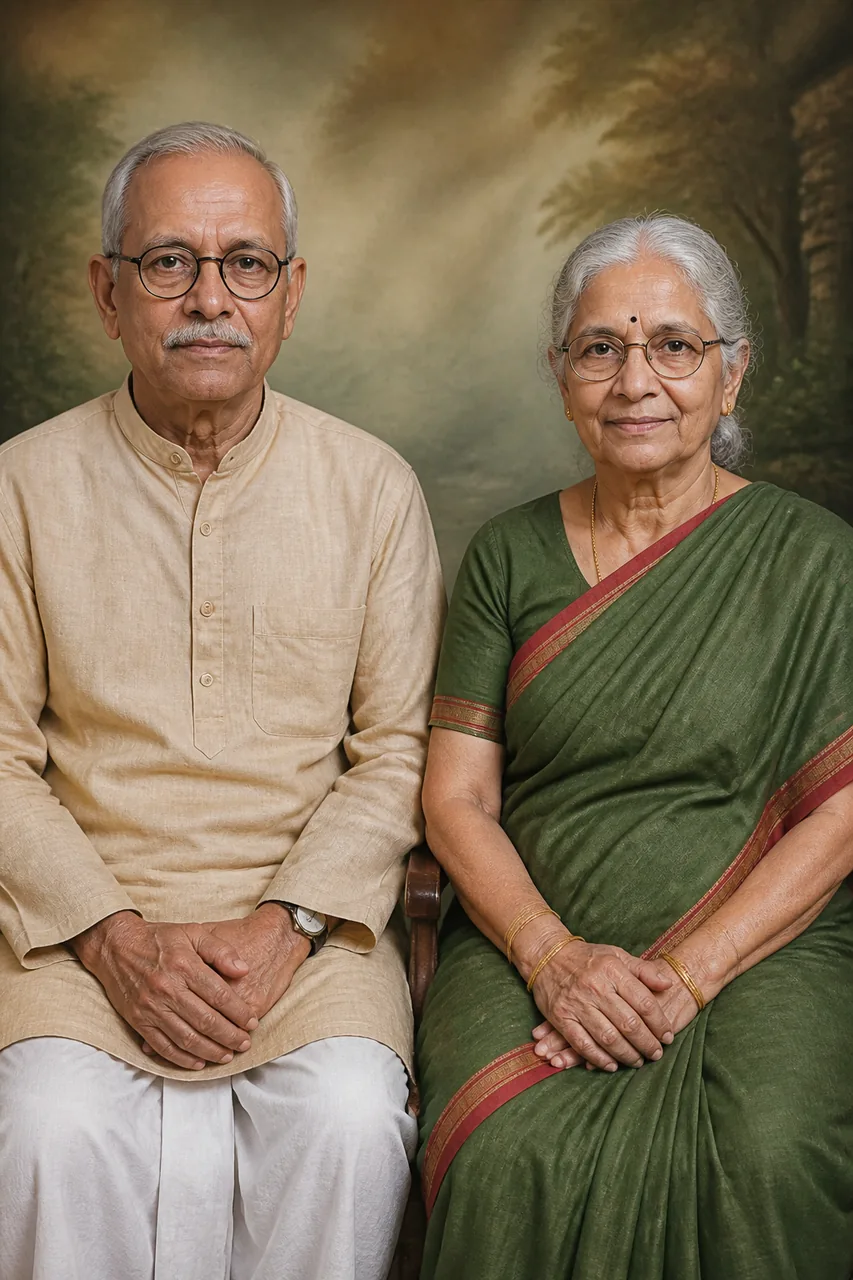 Dada Dadi Old Studio Portrait HD Restoration Prompt – AI se bani photo