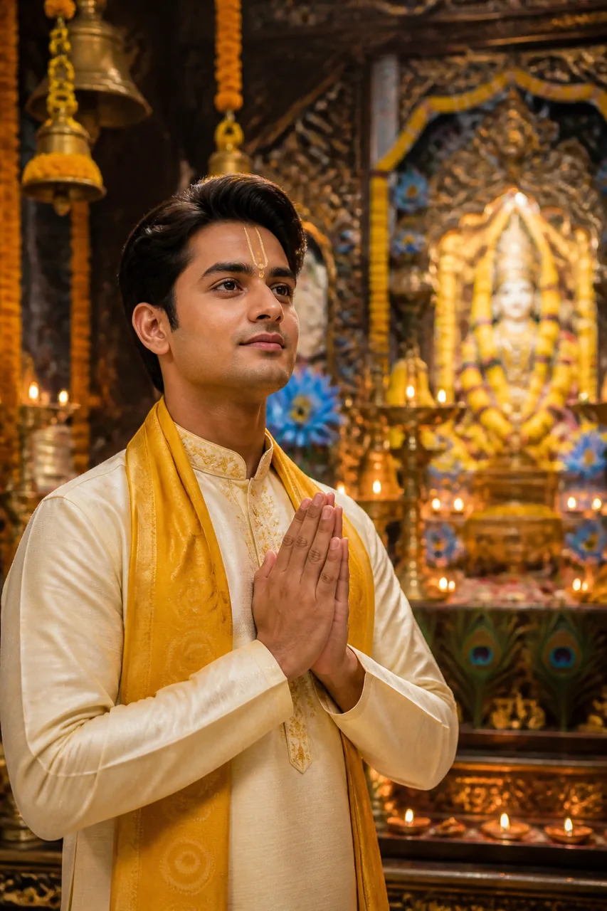 Divine Krishna Mandir Darshan Photo Prompt (ChatGPT & Gemini) – AI se bani photo