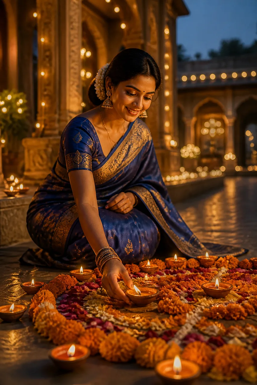 Diwali Diya Lighting Aesthetic Reel Video Prompt (Veo / Kling) – AI se bani photo