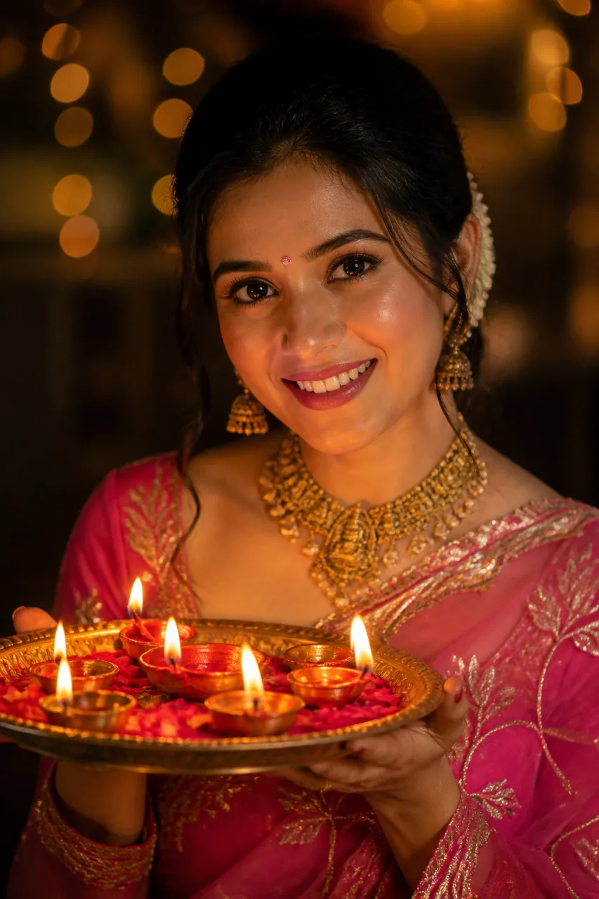 Diwali Diya Thali Glow Close-up Portrait (Instagram Ready) – AI se bani photo