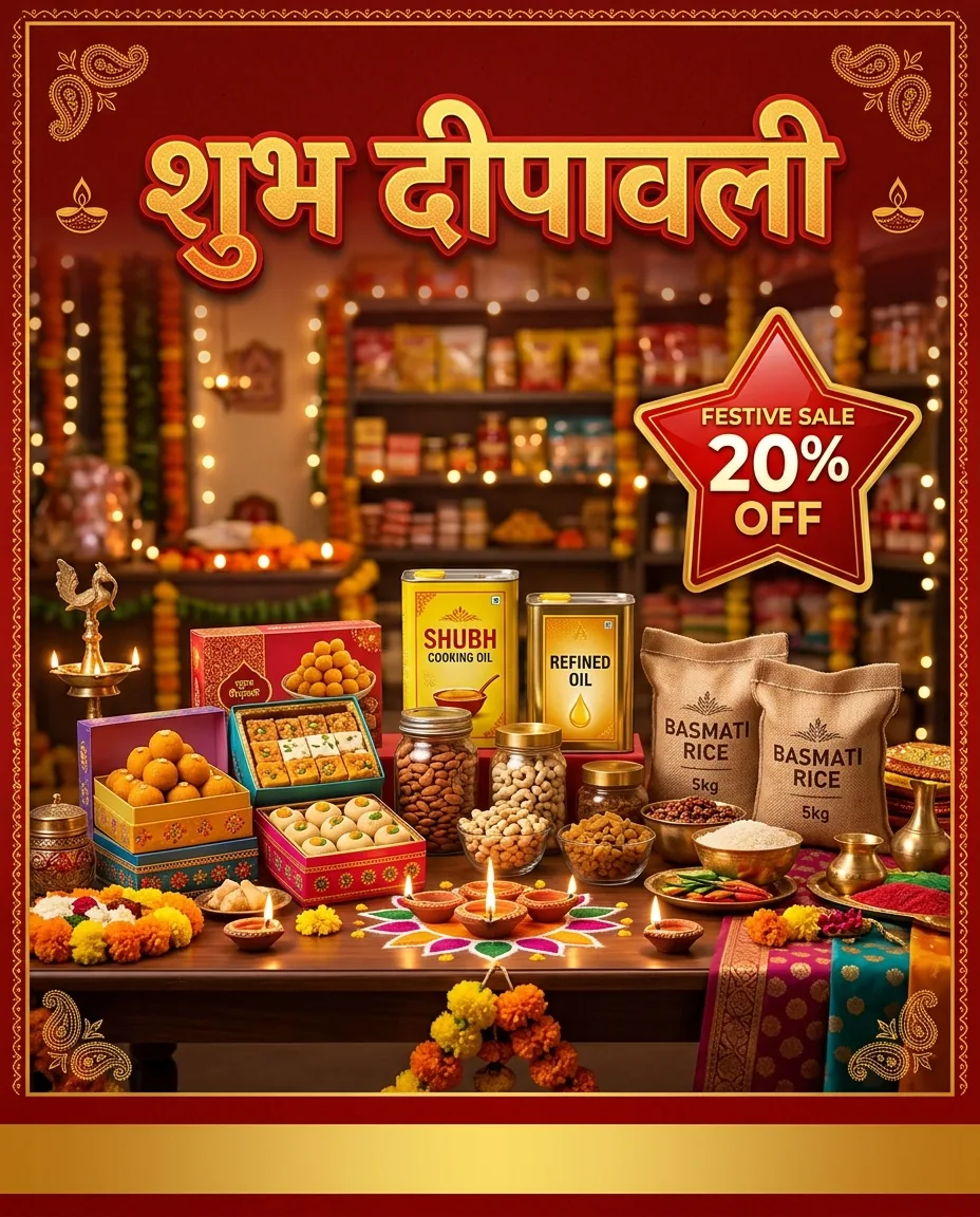 Diwali Offer Poster Prompt for Kirana Shop – AI se bani photo