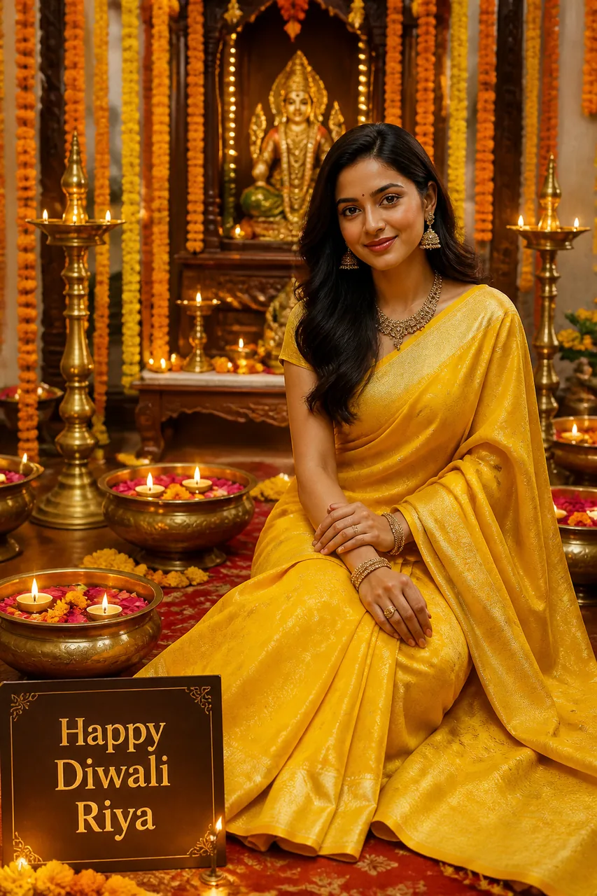 Diwali Puja Room Custom Name Photo Prompt – AI se bani photo
