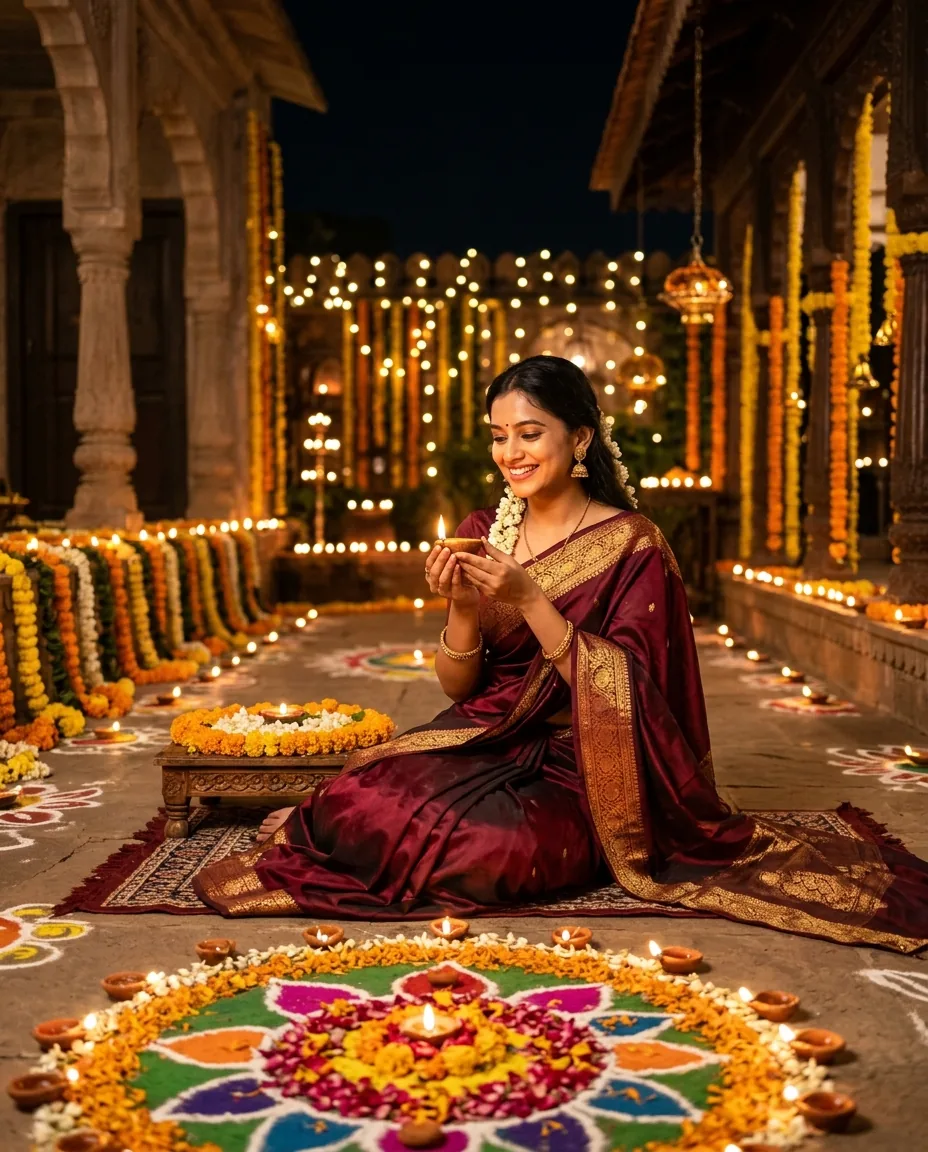 Diwali Saree Photo Prompt for Girls (Gemini AI) – AI se bani photo