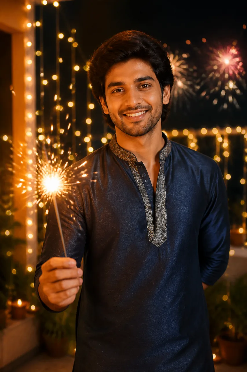 Diwali Sparkler Kurta AI Photo Prompt for Boys – AI se bani photo