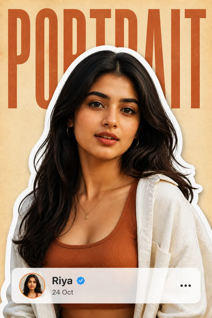 Editorial Sticker Cutout Portrait Prompt for Girls (ChatGPT AI) – AI se bani photo