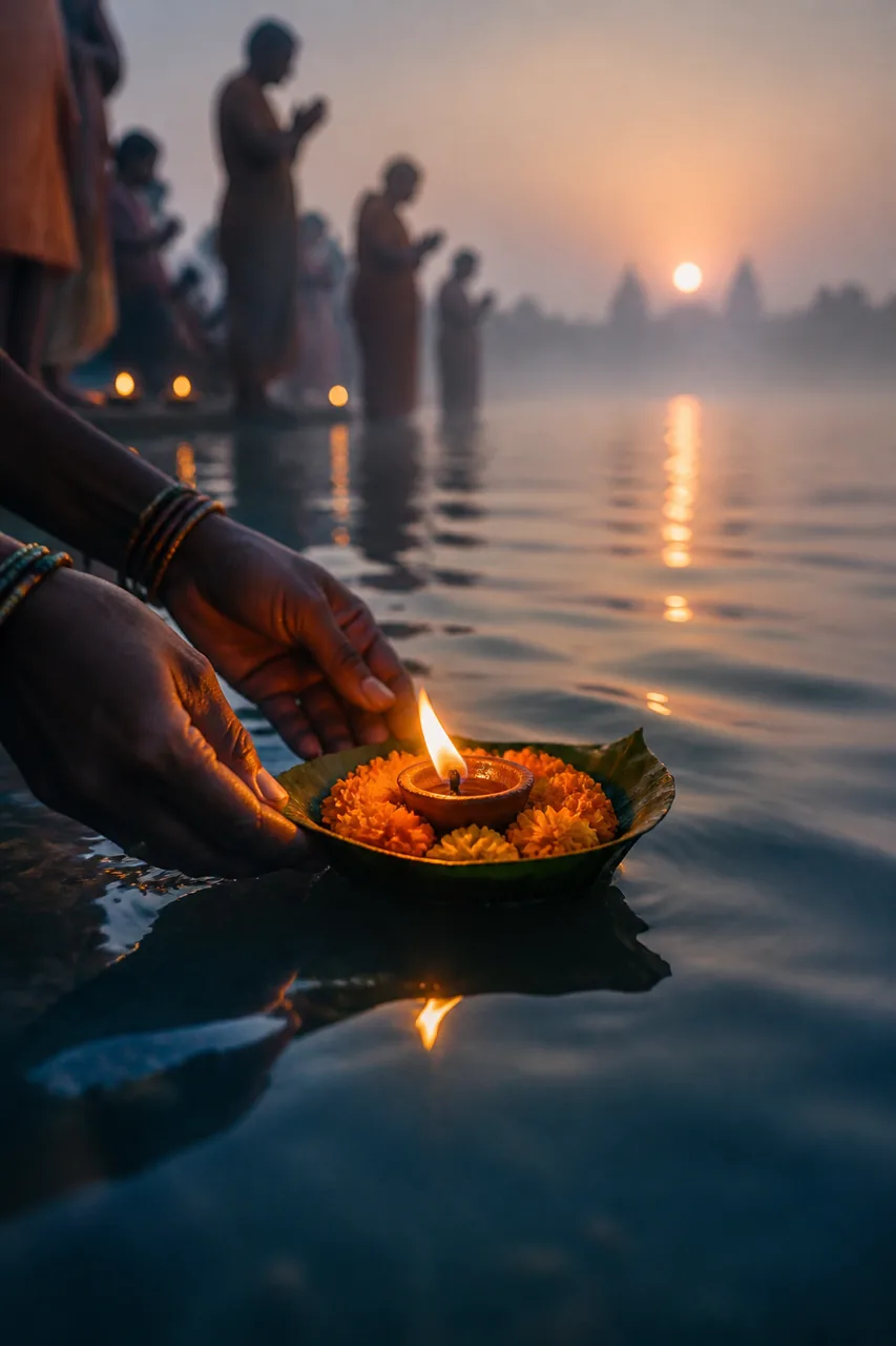 Floating Diya & Marigold Devotional Video Prompt (Veo) – AI se bani photo