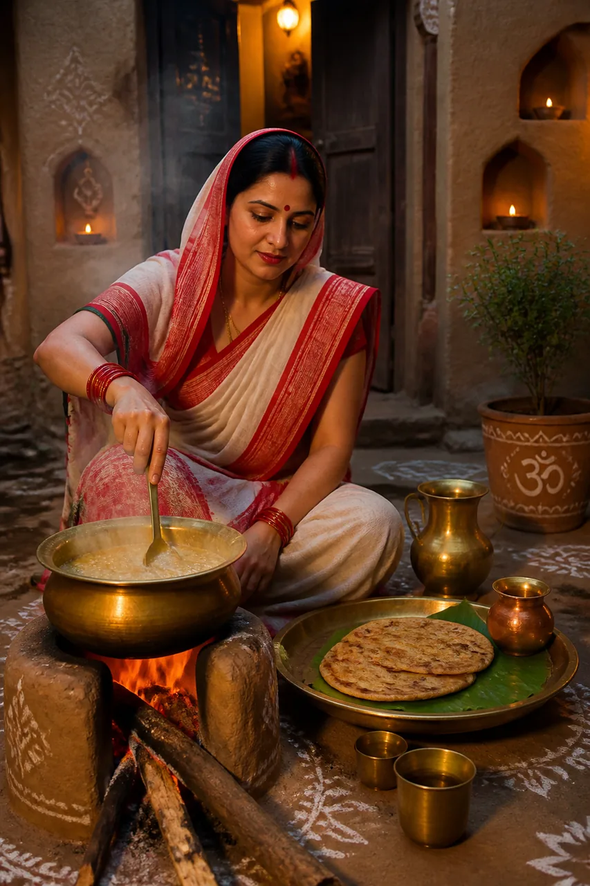 Kharna Day Home Courtyard Chhath Puja Photo Prompt – AI se bani photo