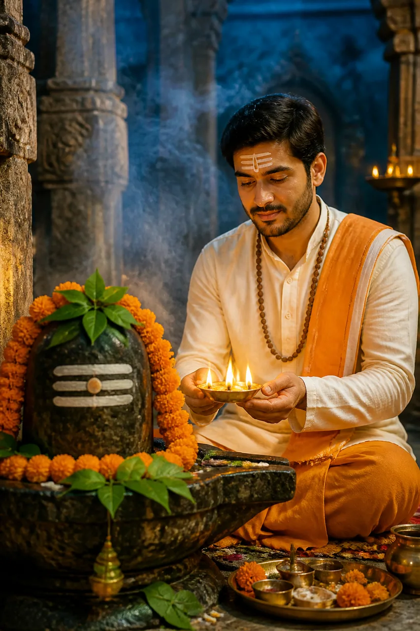 Mahadev Bhakti Photo Prompt with Aarti Diya (Gemini AI) – AI se bani photo