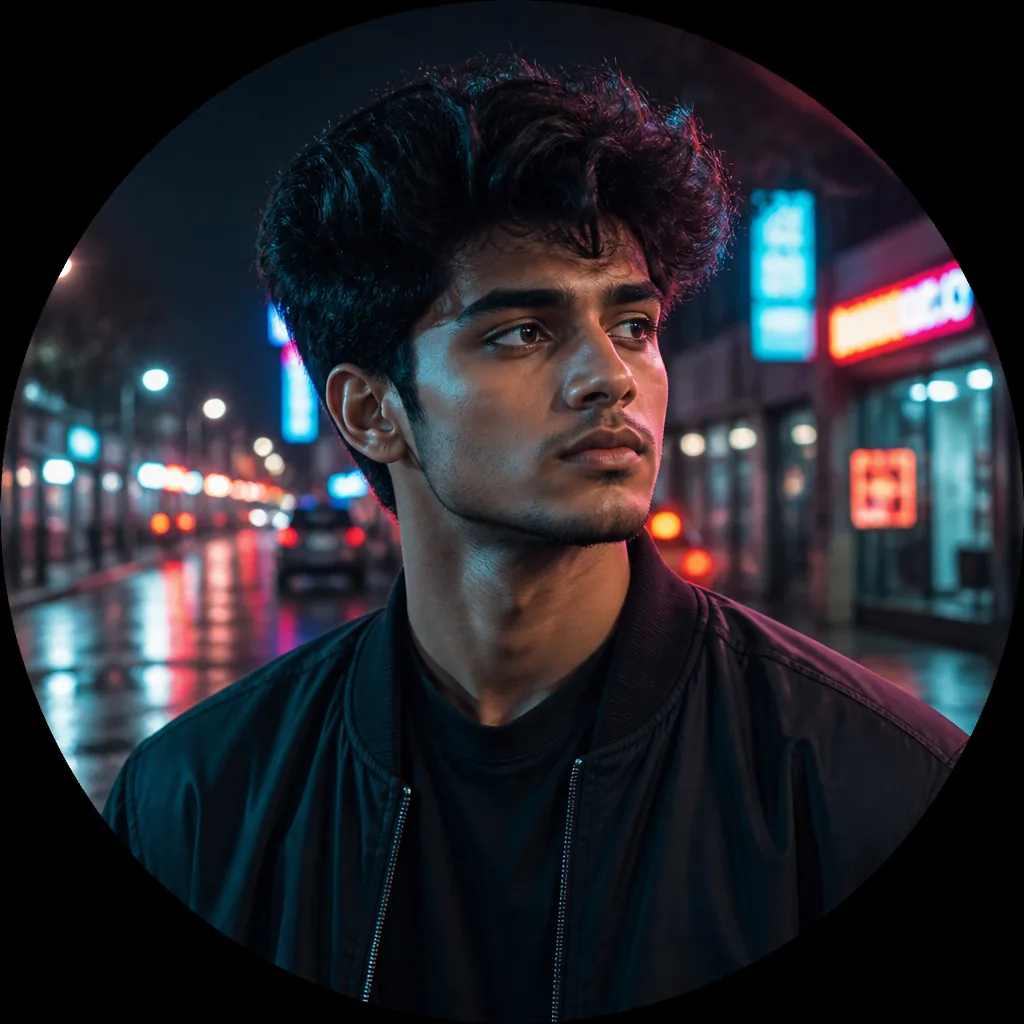 Neon Street Night Moody DP Prompt for Boys – AI se bani photo