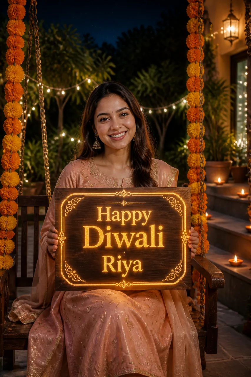 Personalized Happy Diwali Name Card Photo Prompt – AI se bani photo