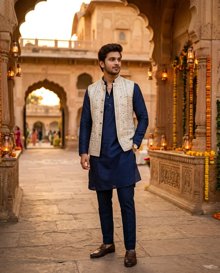 Royal Heritage Kurta Look for Boys (Gemini AI) – AI se bani photo