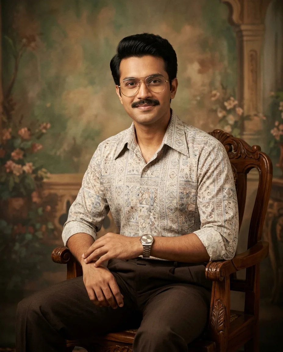Vintage Indian Photo Studio Portrait (Gemini & Meta AI) – AI se bani photo