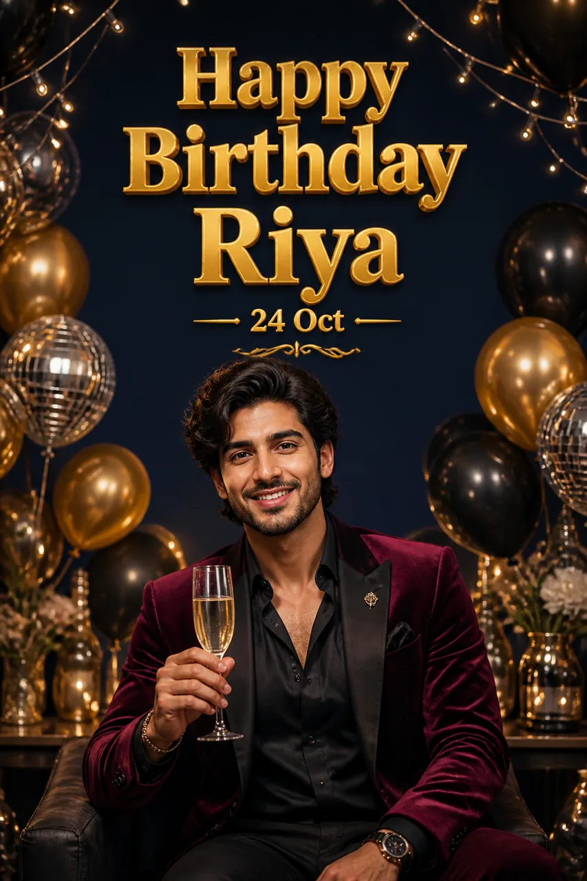 VIP Birthday Poster AI Photo Prompt with Name (ChatGPT) – AI se bani photo