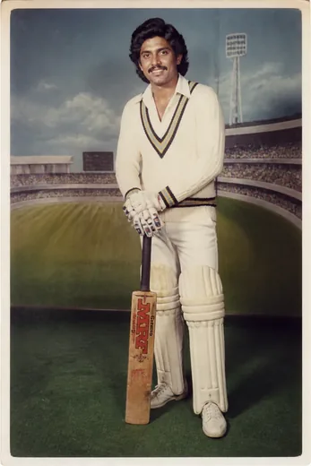 1983 Era Retro Cricket Fan Studio Portrait (Meta AI)