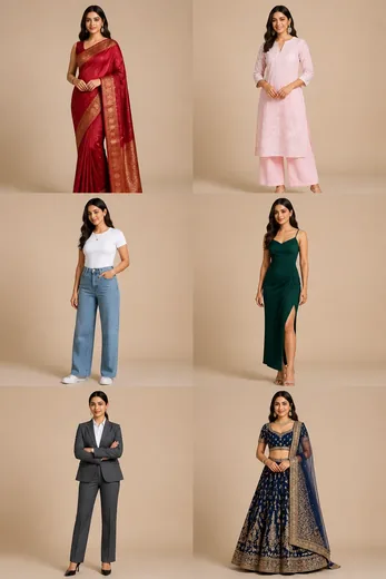 6 In 1 Outfit Grid Photo Prompt for Girls (AI Lookbook)