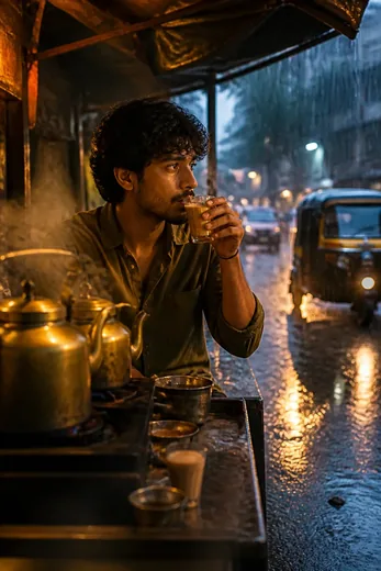 Aesthetic Monsoon Chai Tapri Reel Video Prompt (Veo / Kling)