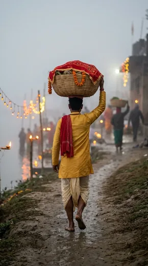 Chhath Daura on Head Men Photo Prompt (Gemini AI)