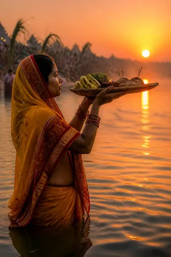 Chhath Puja Sunrise Arghya Video Prompt (Veo & Kling)