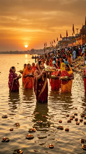 Chhath Puja Sunset Ghat Video Prompt