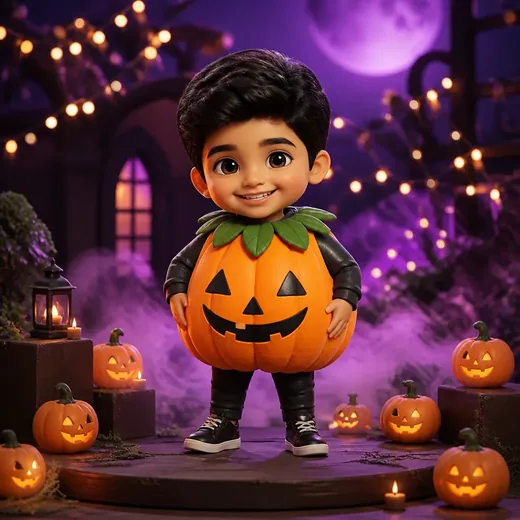 Chibi 3D Cute Pumpkin Halloween Photo Prompt