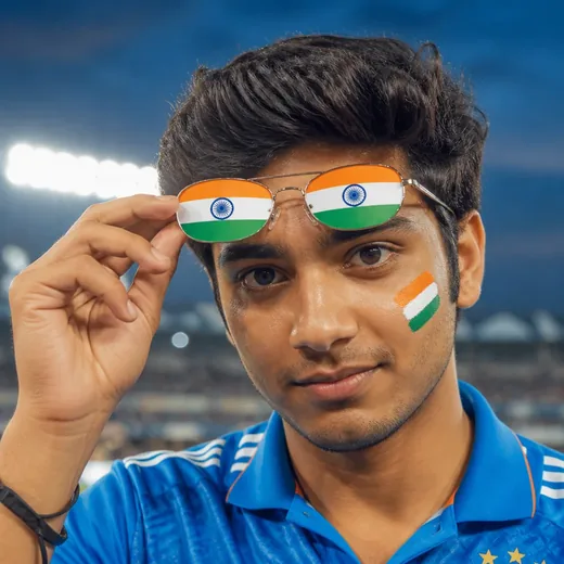 Close-Up Face Paint Cricket Supporter AI Prompt