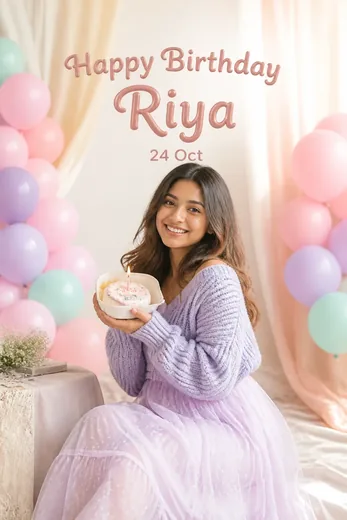 Cute Pastel Aesthetic Birthday Poster with Name