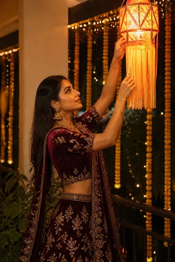 Diwali Festive Akash Kandil Hanging Photo Prompt