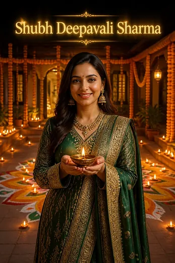 Diwali Wishes Greeting Photo Prompt with Family Name