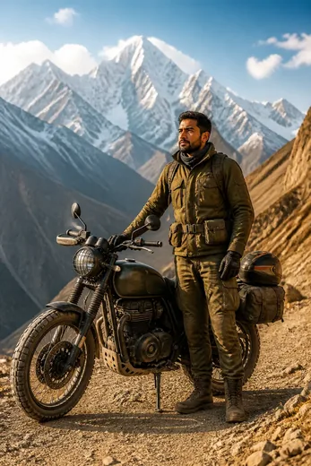 Himalayan Pass Scrambler Bike Sunset Prompt