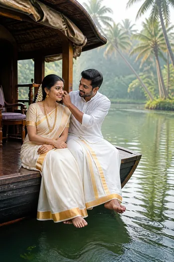 Kerala Backwaters Houseboat Romantic Pre-Wedding Prompt