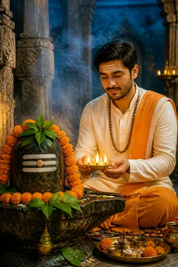 Mahadev Bhakti Photo Prompt with Aarti Diya (Gemini AI)