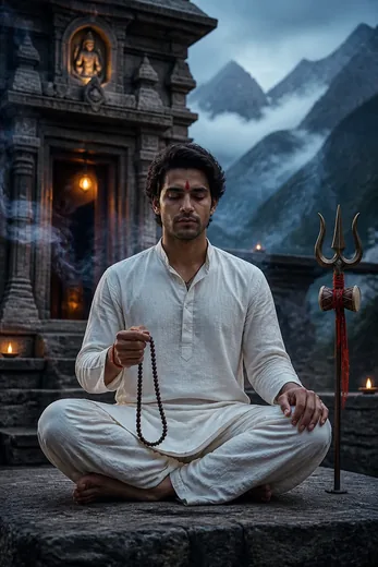 Meditative Dhyan Mudra Shiv Mandir Photo for Men (Meta AI)