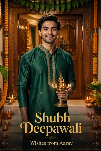 Men Festive Kurta Diwali Poster with Name Prompt
