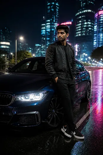 Neon City Lights Night Car Shoot AI Prompt