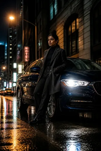 Rainy City Night Sedan Photo Prompt (Gemini AI)