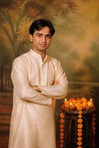 Retro 1990s Men Diwali Studio Photo Prompt (ChatGPT)