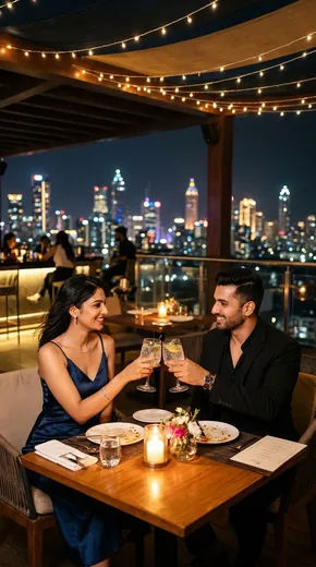 Romantic Rooftop Candlelight Date Night Photo (Meta AI)