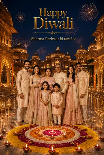 Royal Haveli Diwali Family Greeting Poster (ChatGPT AI)