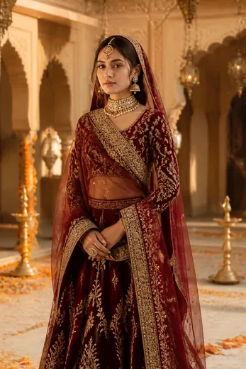 Royal Heritage Red Lehenga Photo Prompt for Girls