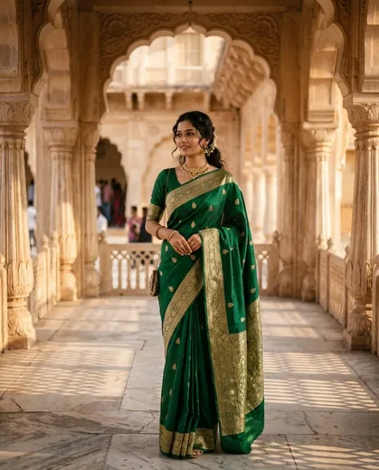 Royal Silk Saree Heritage Portrait AI Prompt