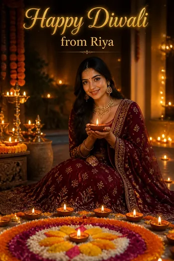 Single Girl Diwali Wish Photo with Name (Gemini AI)