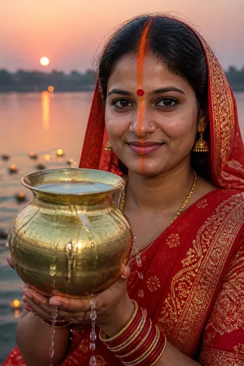Traditional Bihari Chhathi Maiya Devotee Portrait (Sindoor Look)