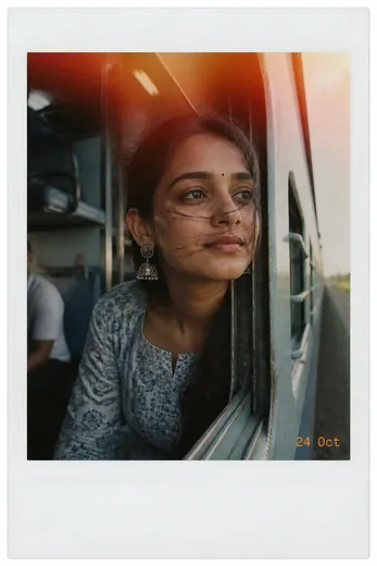 Train Window 90s Film Photo Prompt for Girls