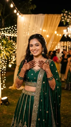 Trendy Mehndi Night Sangeet Look Photo Prompt (ChatGPT)