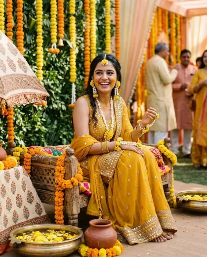 Vibrant Haldi Ceremony Portrait Prompt for Girls (Nano Banana)